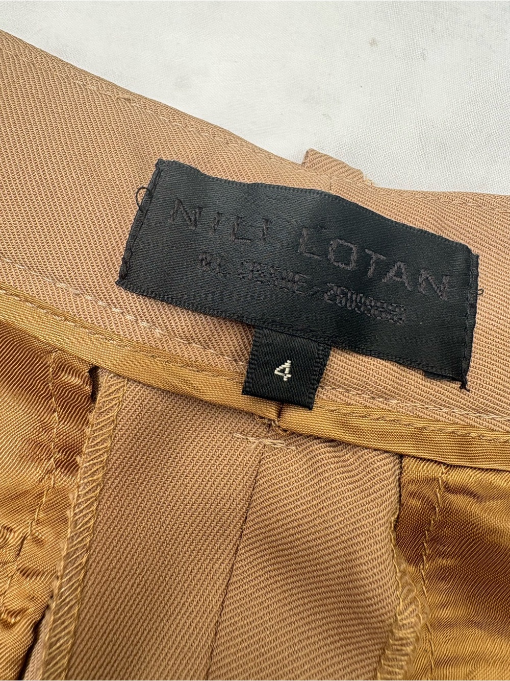 Nili Lotan Camel Wool Blend Trouser with Label